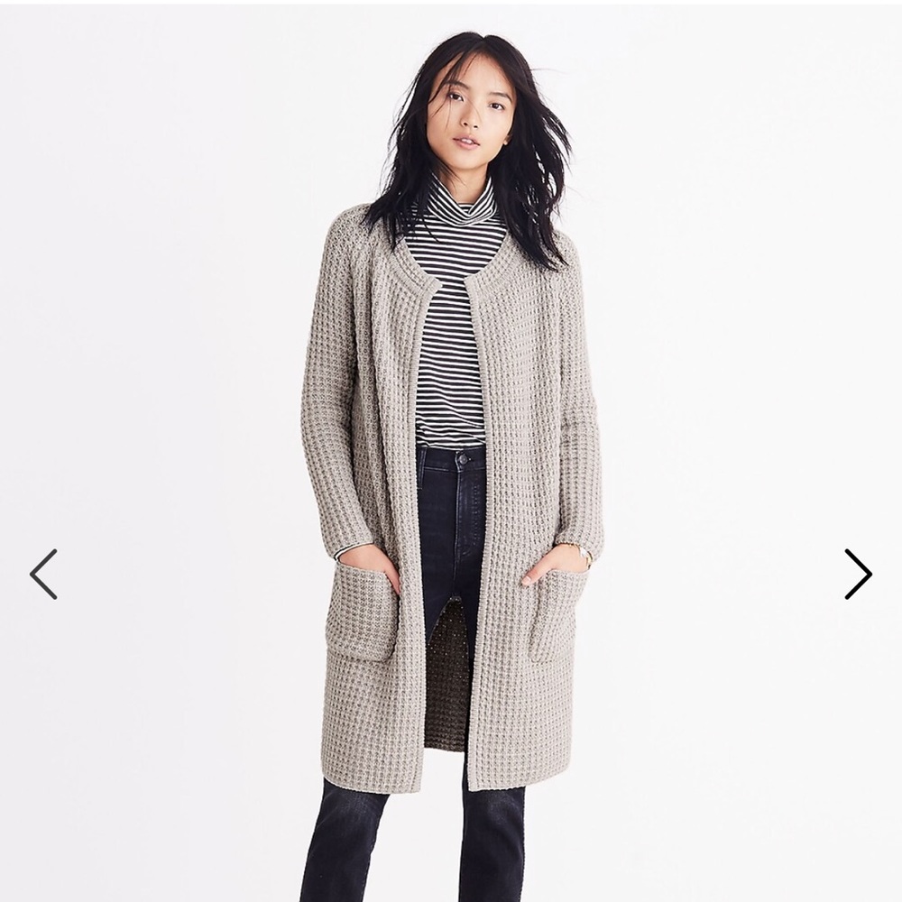 Madewell H3448 Wafflestitch Sweater-Coat size XS grey